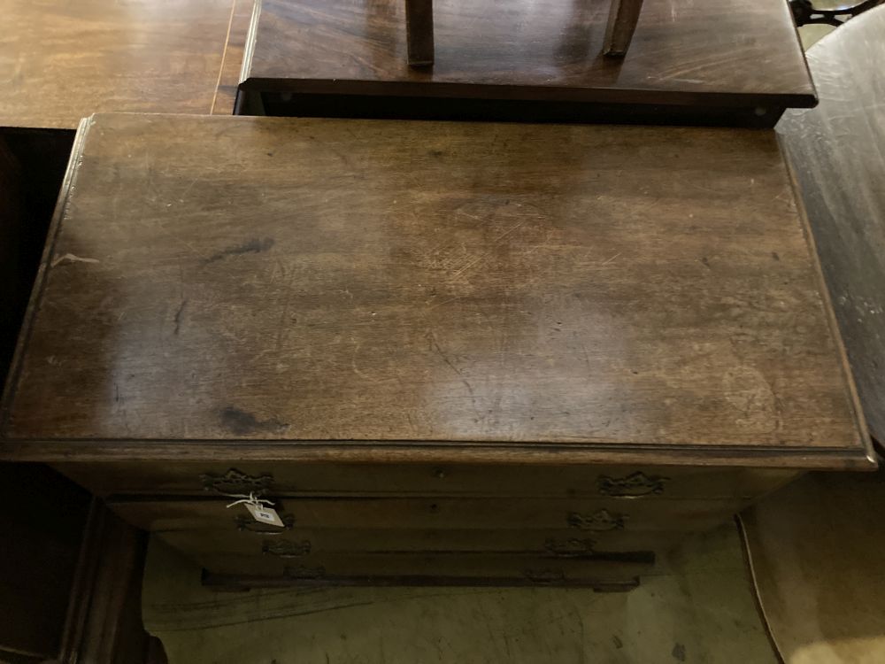 A small George III mahogany chest, width 82cm, diameter 41cm, height 87cm